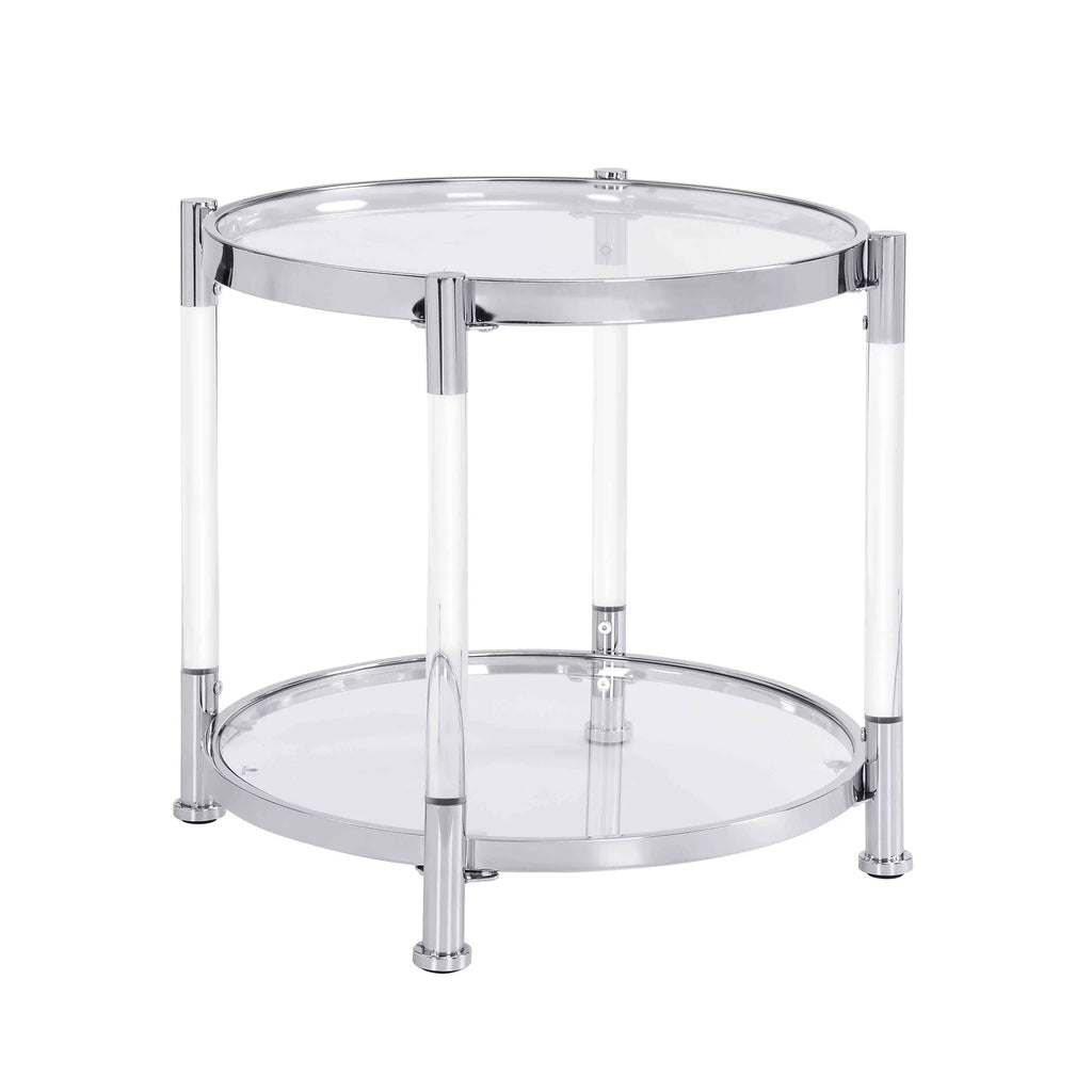 22" Round Acrylic Coffee Table with Metal Legs I4400
