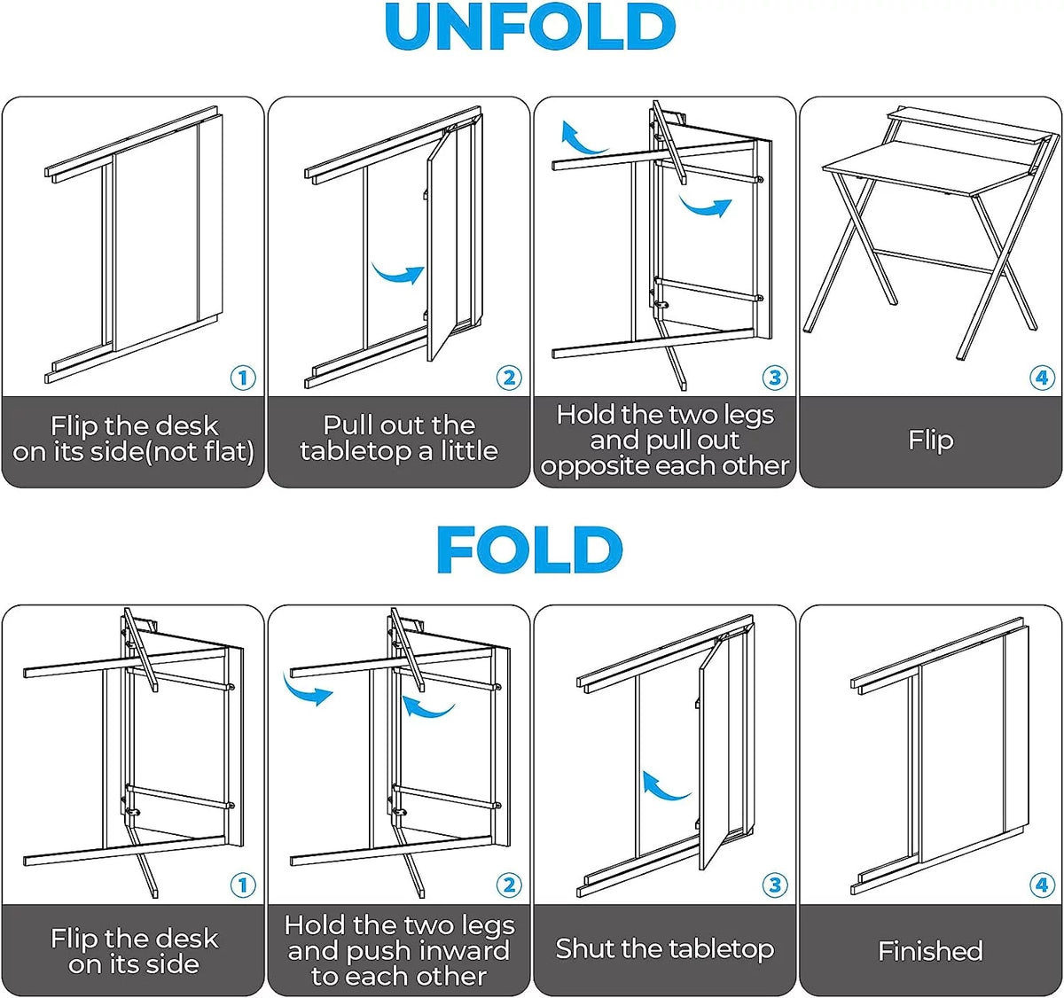 Folding Desk with 2-Tier Shelf 32 x 24.5 inch Y442