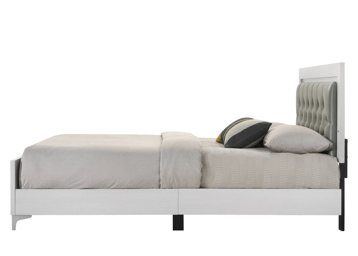 Queen Size Bed with LED Gray G973