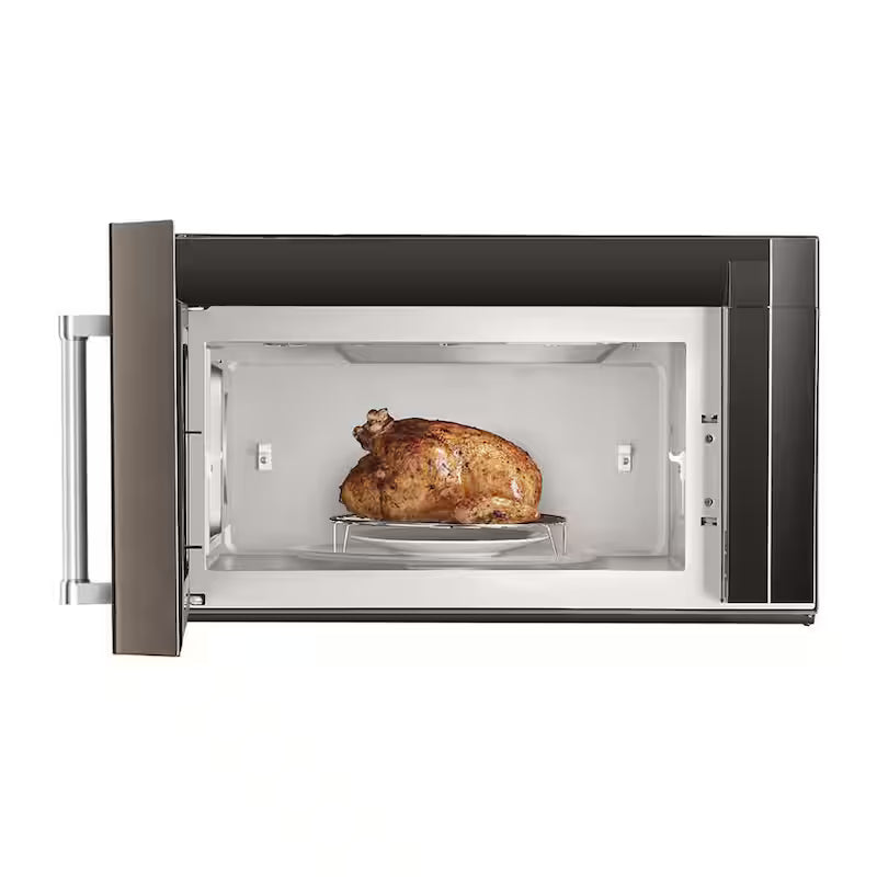 1800-Watt Over the Range Microwave with Air Fry in Black Stainless Steel V4693