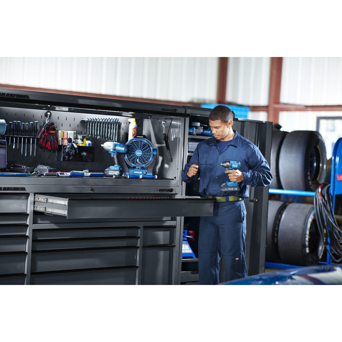 72 in. Triple-Bank Roll Cab, Slate Gray S30992
