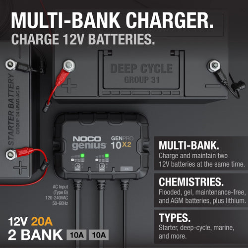 2-Bank 20A 12V Onboard Battery Charger U221