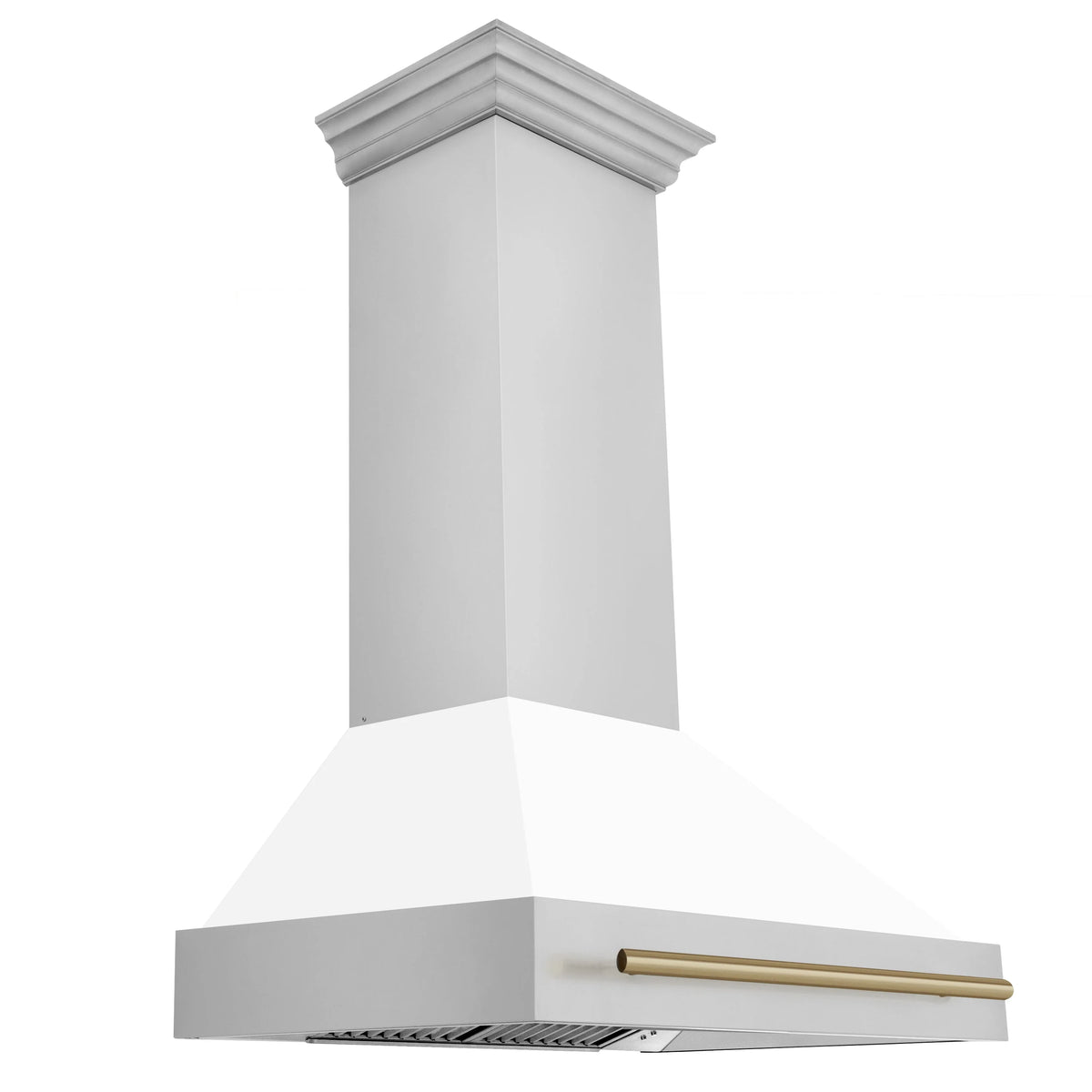 36 Inch Range Hood with White Matte Shell and Champagne Bronze Handle P3542