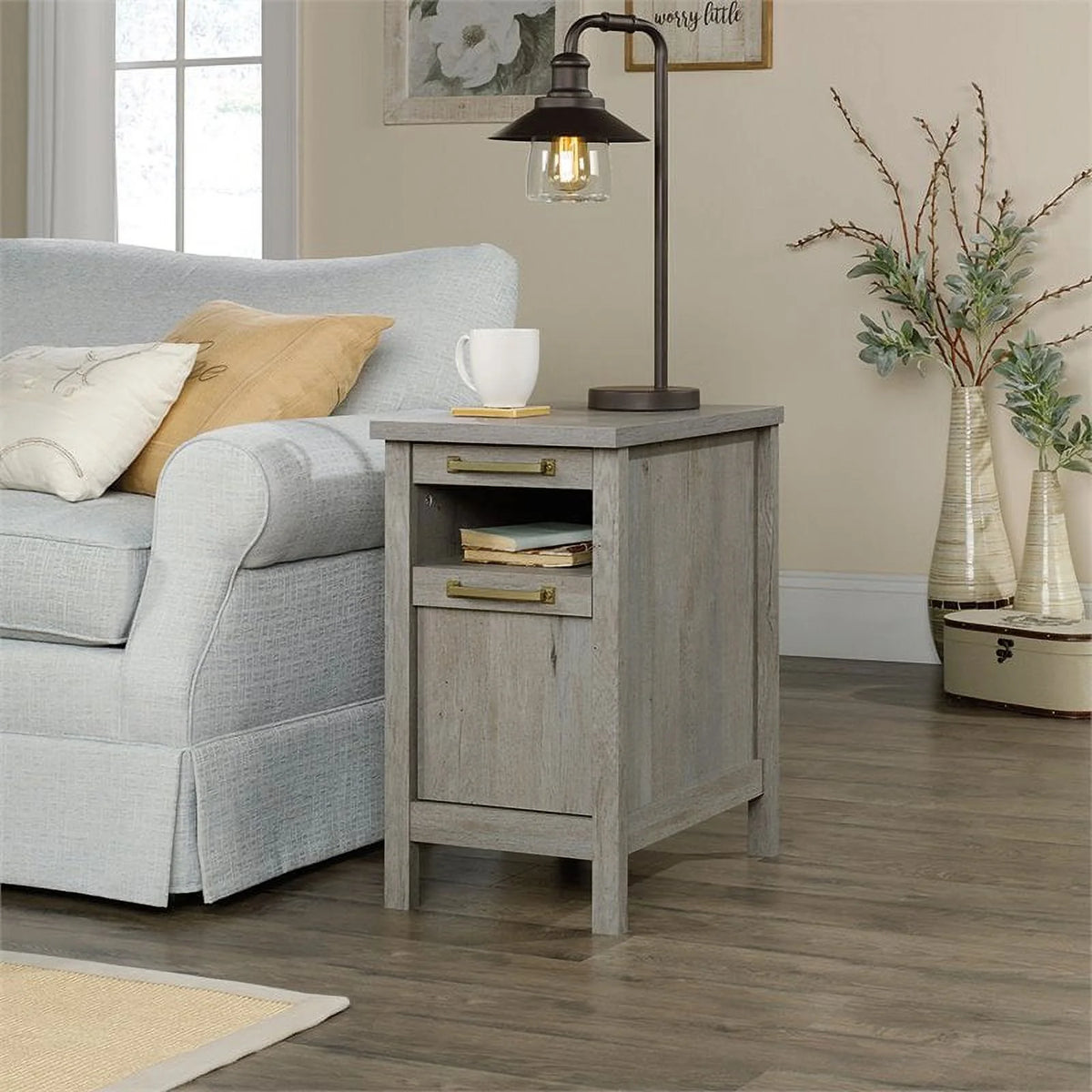 1-Drawer Coastal Engineered Wood End Table in Oak S743