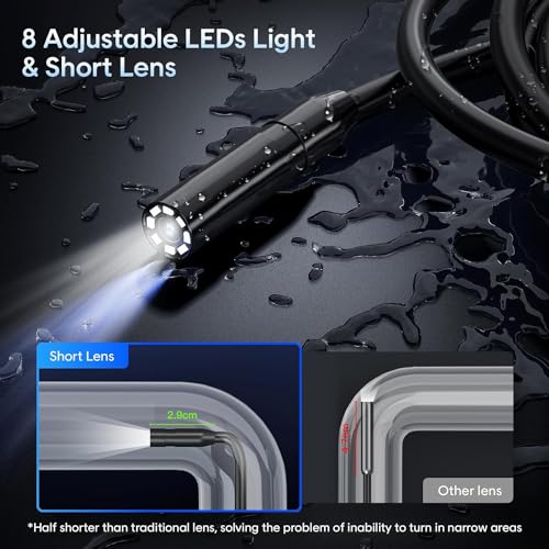 Handheld Borescope 4.3'' HD 1080P Endoscope with 50ft Semi-Rigid Cable I7202