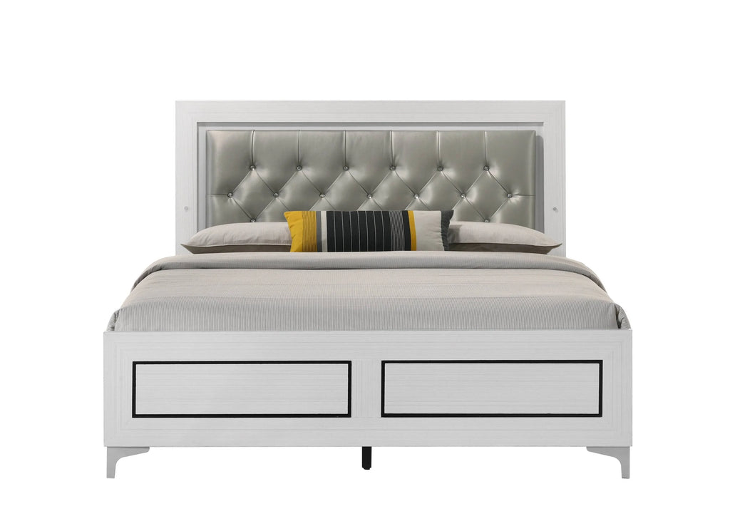 Queen Size Bed with LED Gray G973