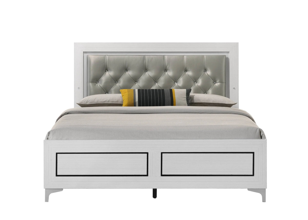 Queen Size Bed with LED Gray G973
