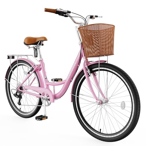 24 26 inch 7 Speed Step Through Bicycle with Front Basket S3626