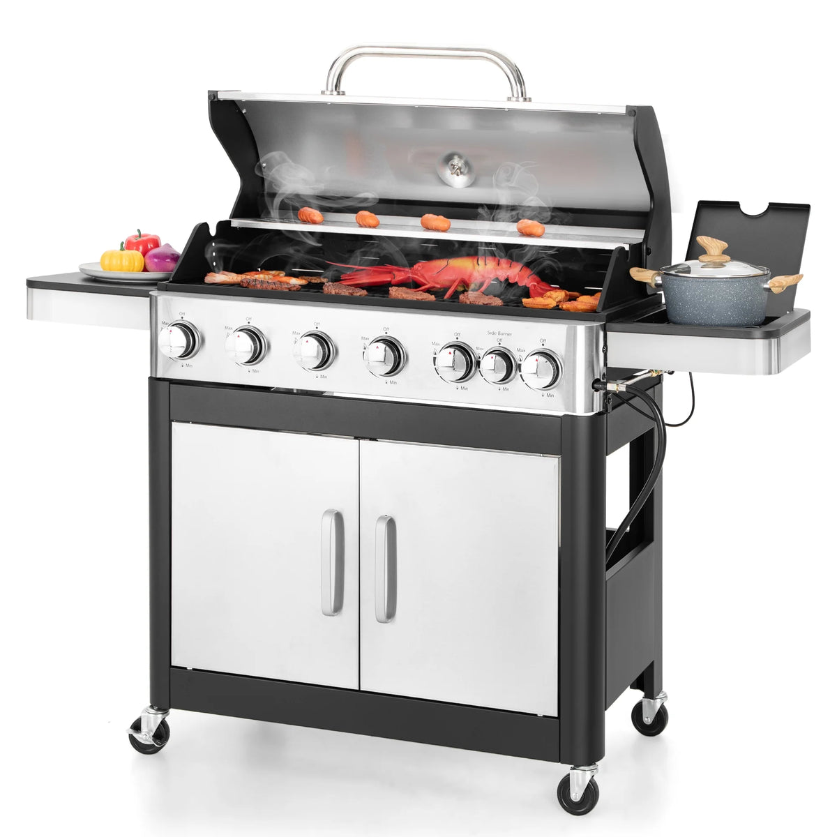 6 Burner Propane Gas Grill with Side Burner Stainless Steel A932826