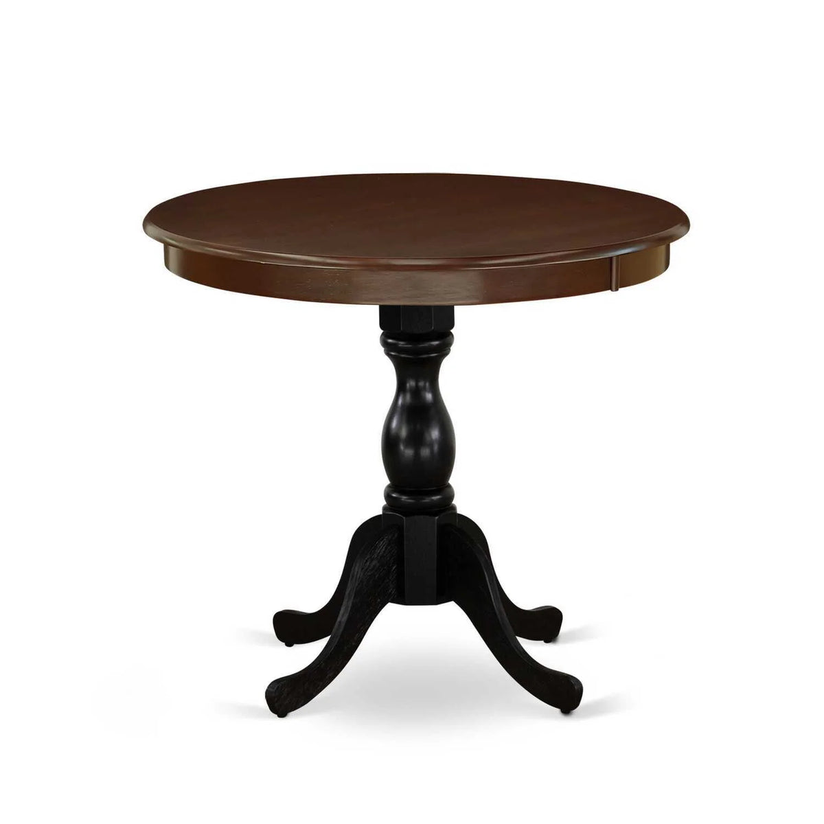 36" Round Dining Table Mahogany Top & Black Pedestal W282285