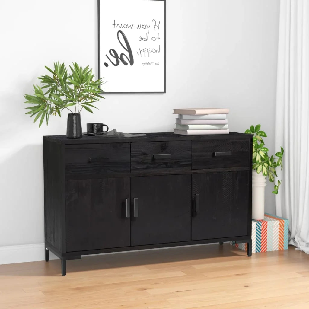 Black Solid Wood Pine Sideboard Q575617