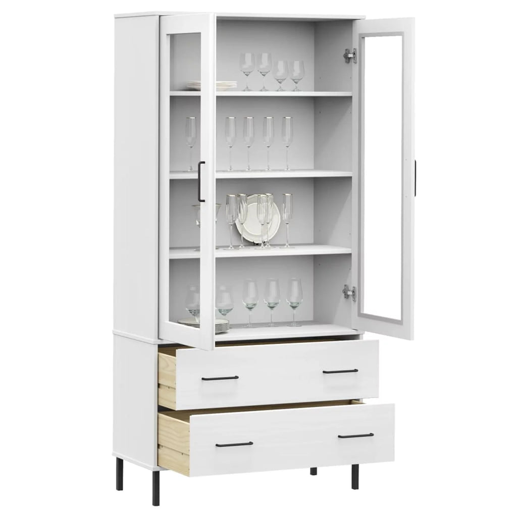 Pine Wood Bookcase with 2 Doors Cabinet and 2 Storage Drawers R6334