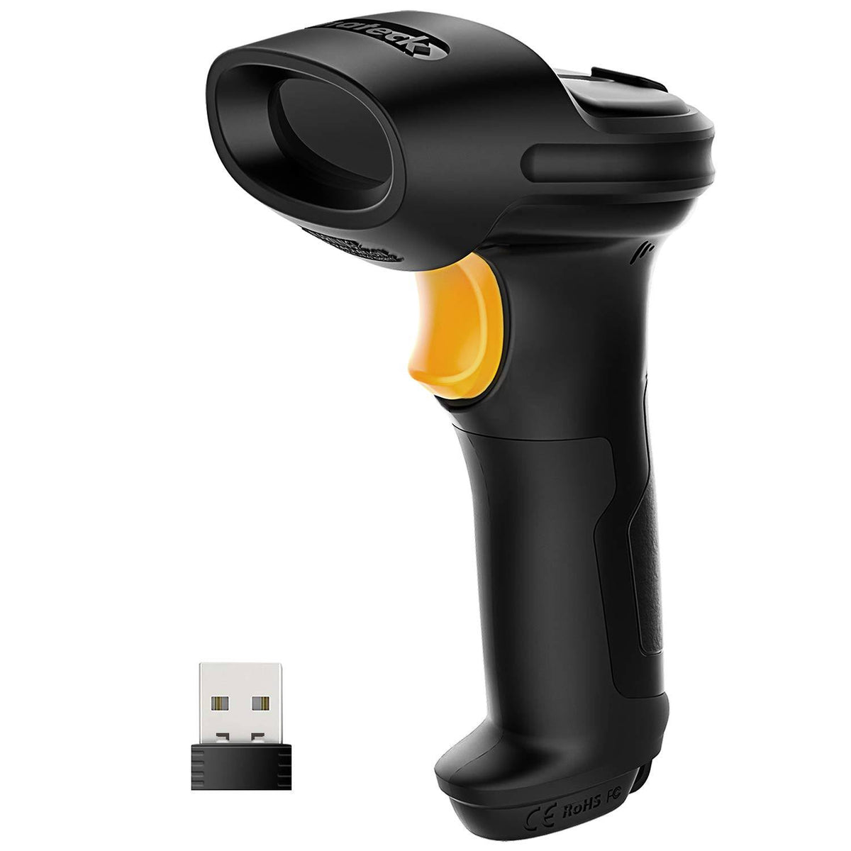 2.4GHz Wireless Barcode Scanner 2600mAh Battery 35M Range Black U7860