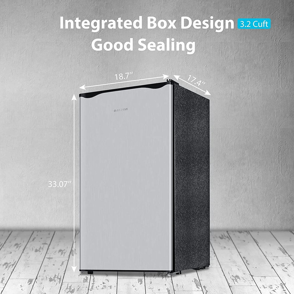 Compact Fridge with Freezer, 3.2 cu.ft., 5 Adjustable Temperatures, Reversible Door, Silver L716
