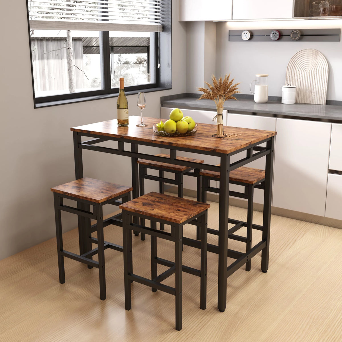 5 Piece Dining Table Set with 4 Stools H382
