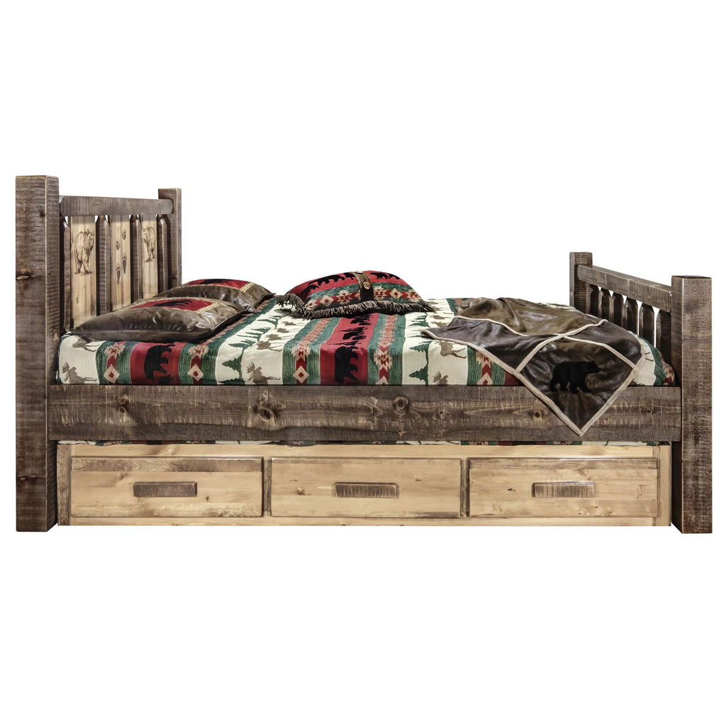 Brown Wood Twin Storage Bed Q5711