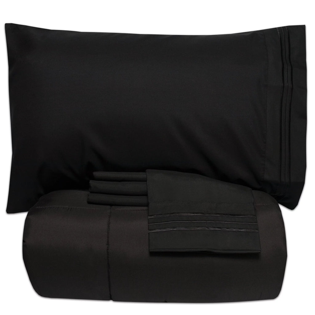 Black 5 Piece Bed in a Bag Comforter Set King Z3939