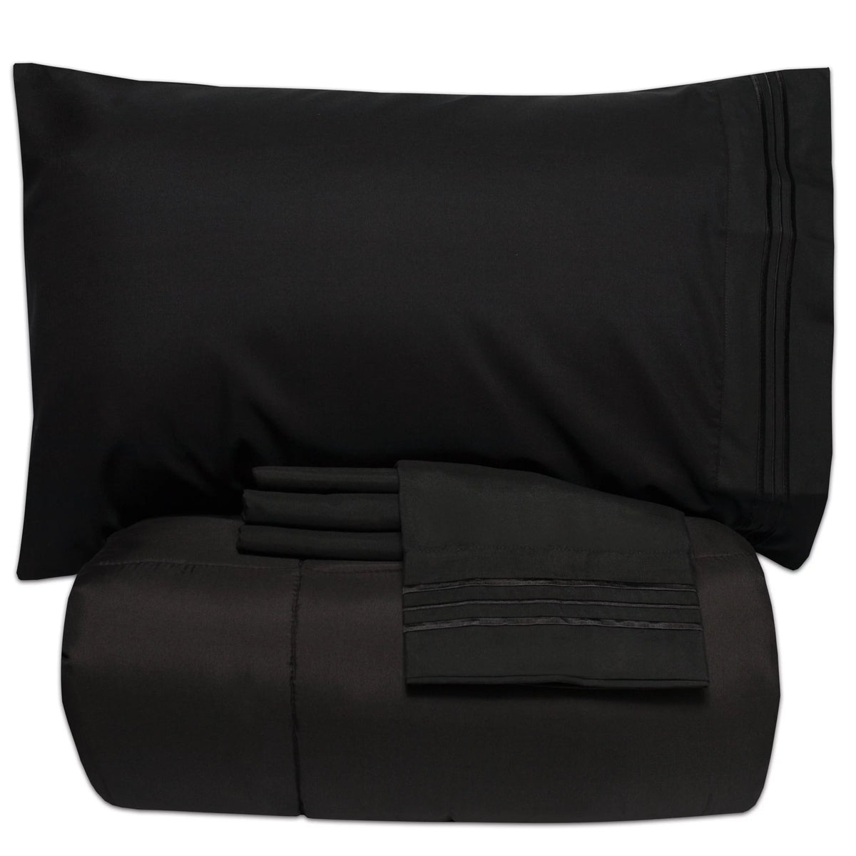 Black 5 Piece Bed in a Bag Comforter Set King Z3939