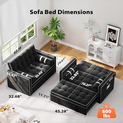 3 in 1 Convertible Sleeper Sofa Bed with USB Ports & Side Pockets U558794