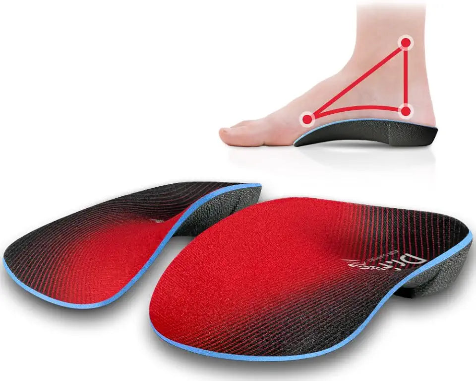 3/4 Orthotics Shoe Insoles High Arch Supports Inserts Red Large E664