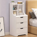 White 3 Drawer Nightstand with Storage Shelf T287