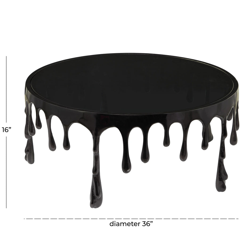 36" x 16" Black Aluminum Coffee Table with Glass Top G204546