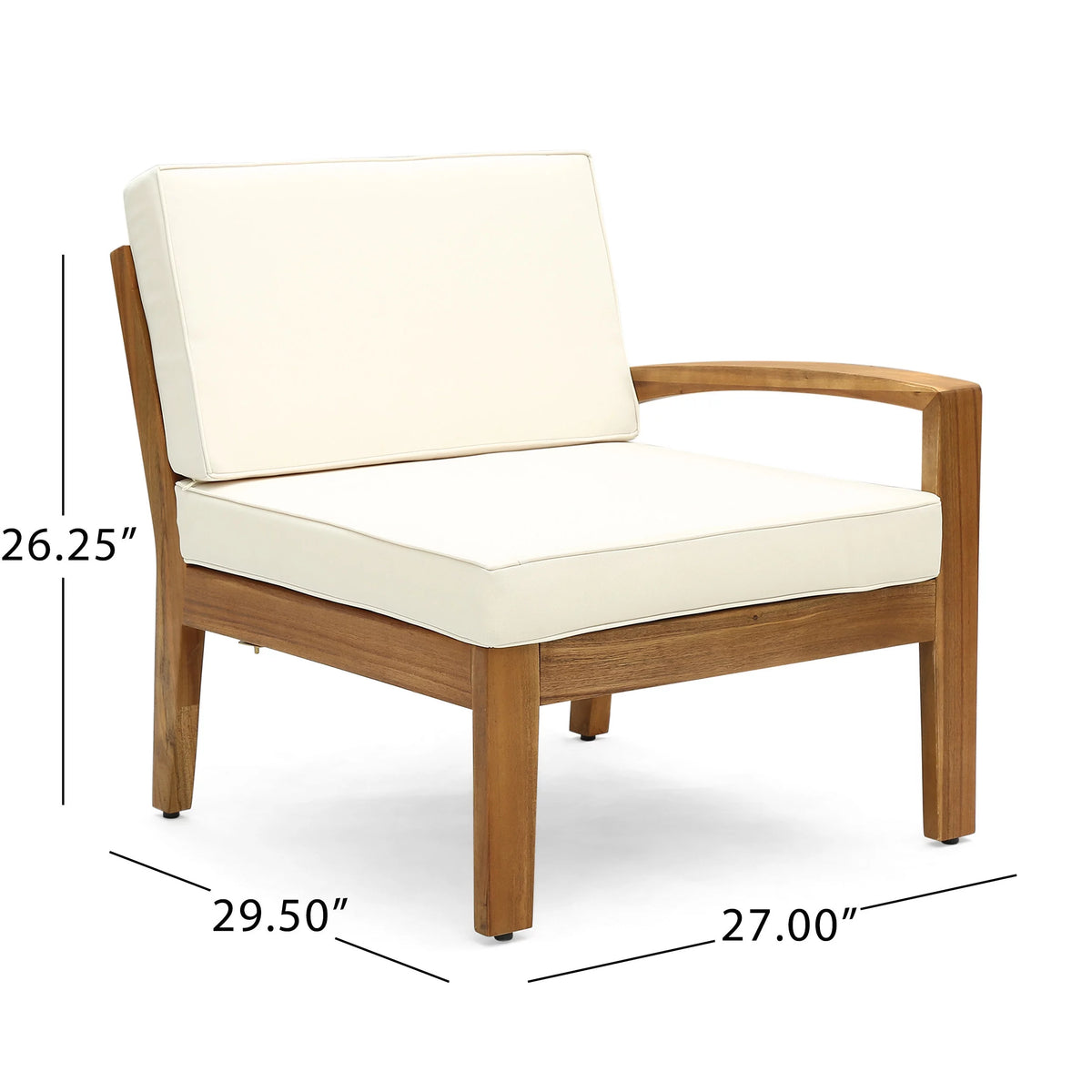 Acacia Wood 7 Seater Sectional Sofa and Loveseat Chat Set with Cushions B3555