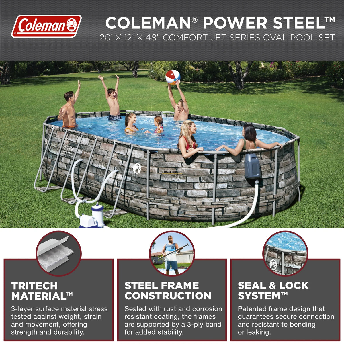 20' Power Steel Oval Above Ground Pool P34903