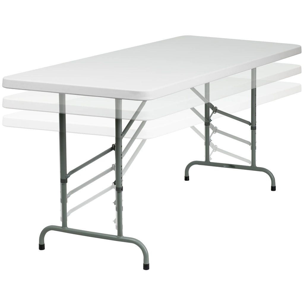 Height Adjustable Granite White Plastic Folding Table L96811