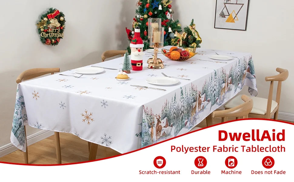 Christmas Tablecloth Rectangle 60x102in Machine Washable Polyester Y98148