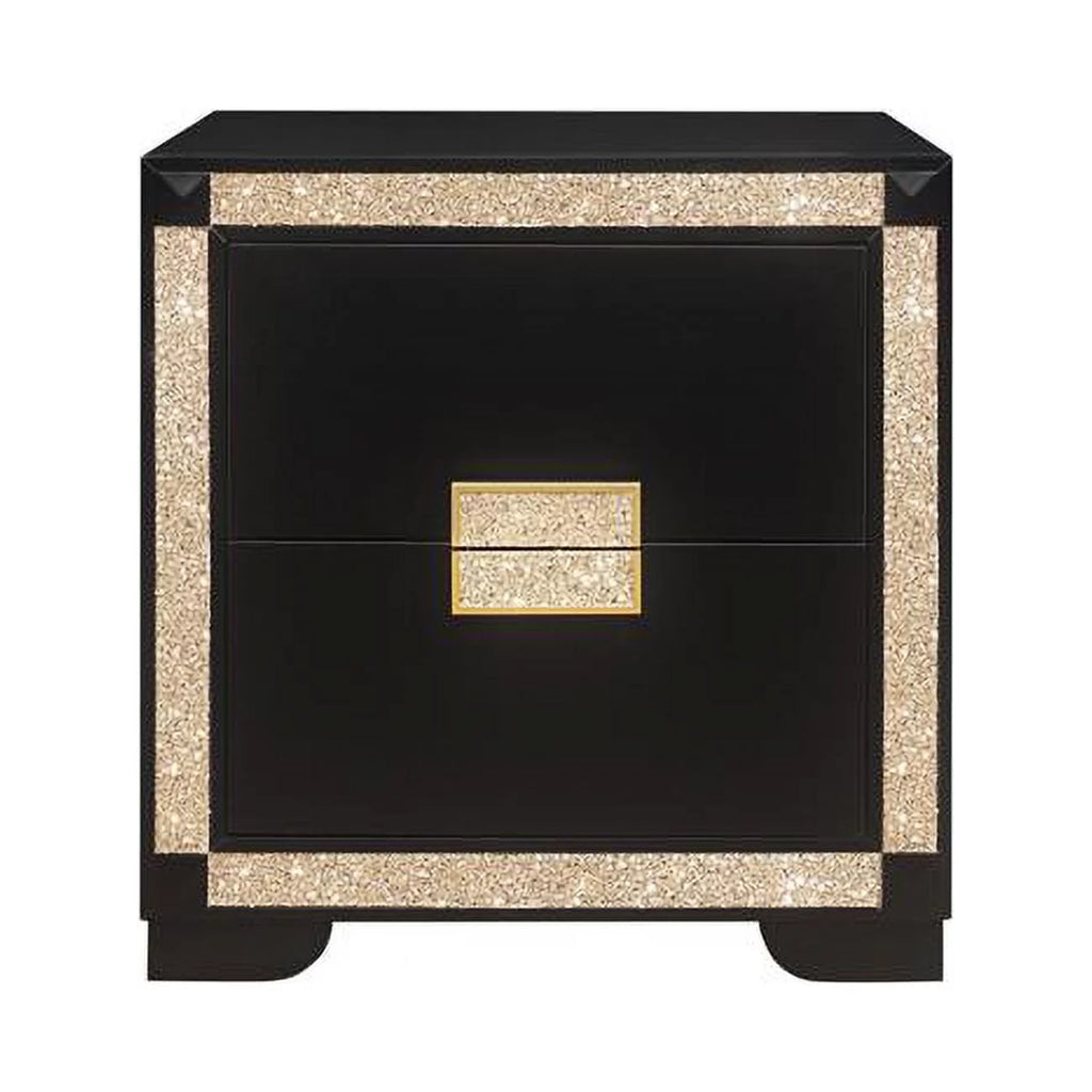 Black Gold Wood Nightstand E382