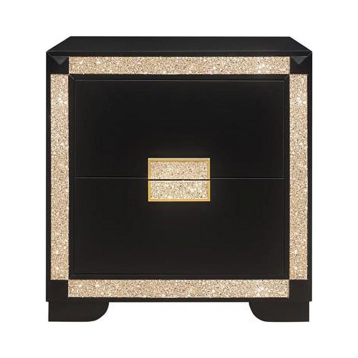 Black Gold Wood Nightstand E382