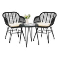 3 Piece PE Rattan Wicker Bistro Set with Cushions V401