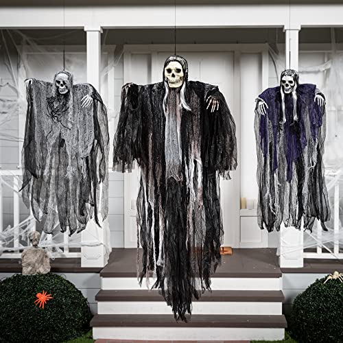 3 Pack Hanging Halloween Skeleton Ghosts Decorations O259599