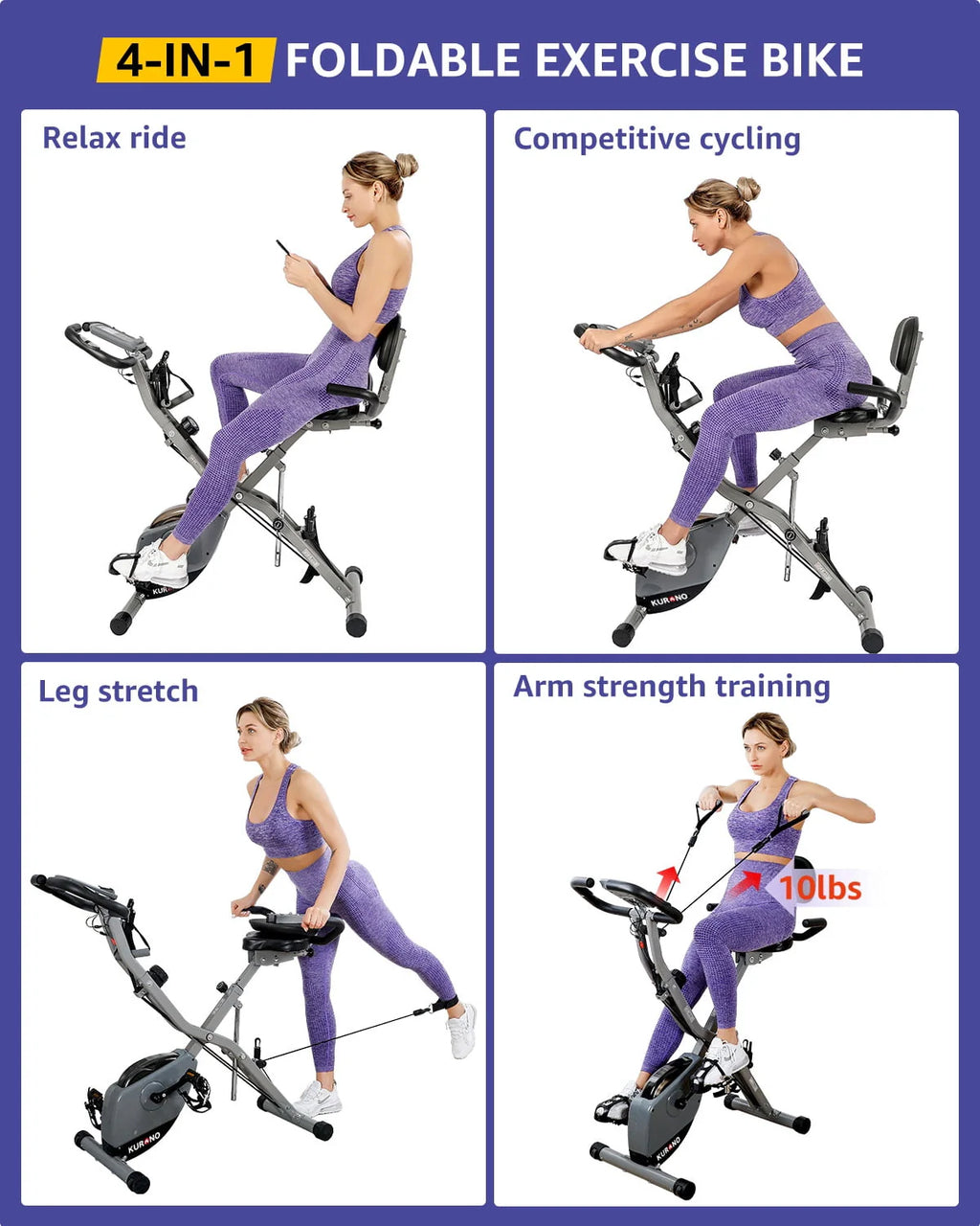 Folding Indoor Cycling Bike 330LB Capacity Magnetic Resistance T3687