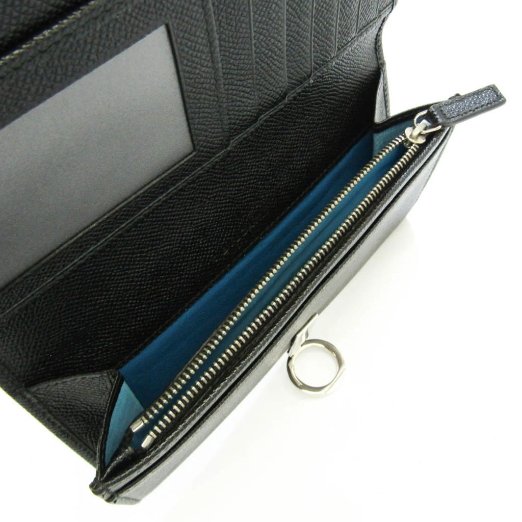 Pre-Owned Black Leather Long Wallet N46734
