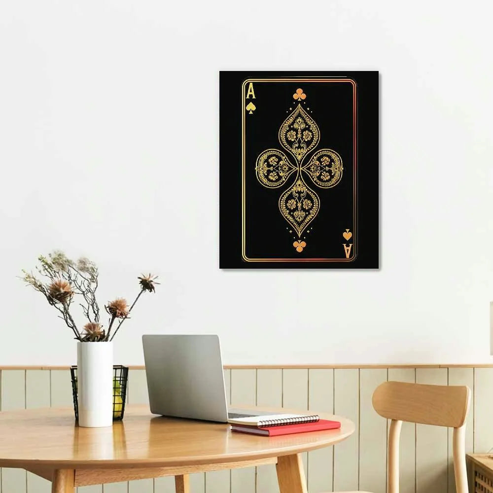 Playing Cards Wall Art Canvas Black and Gold Q308302
