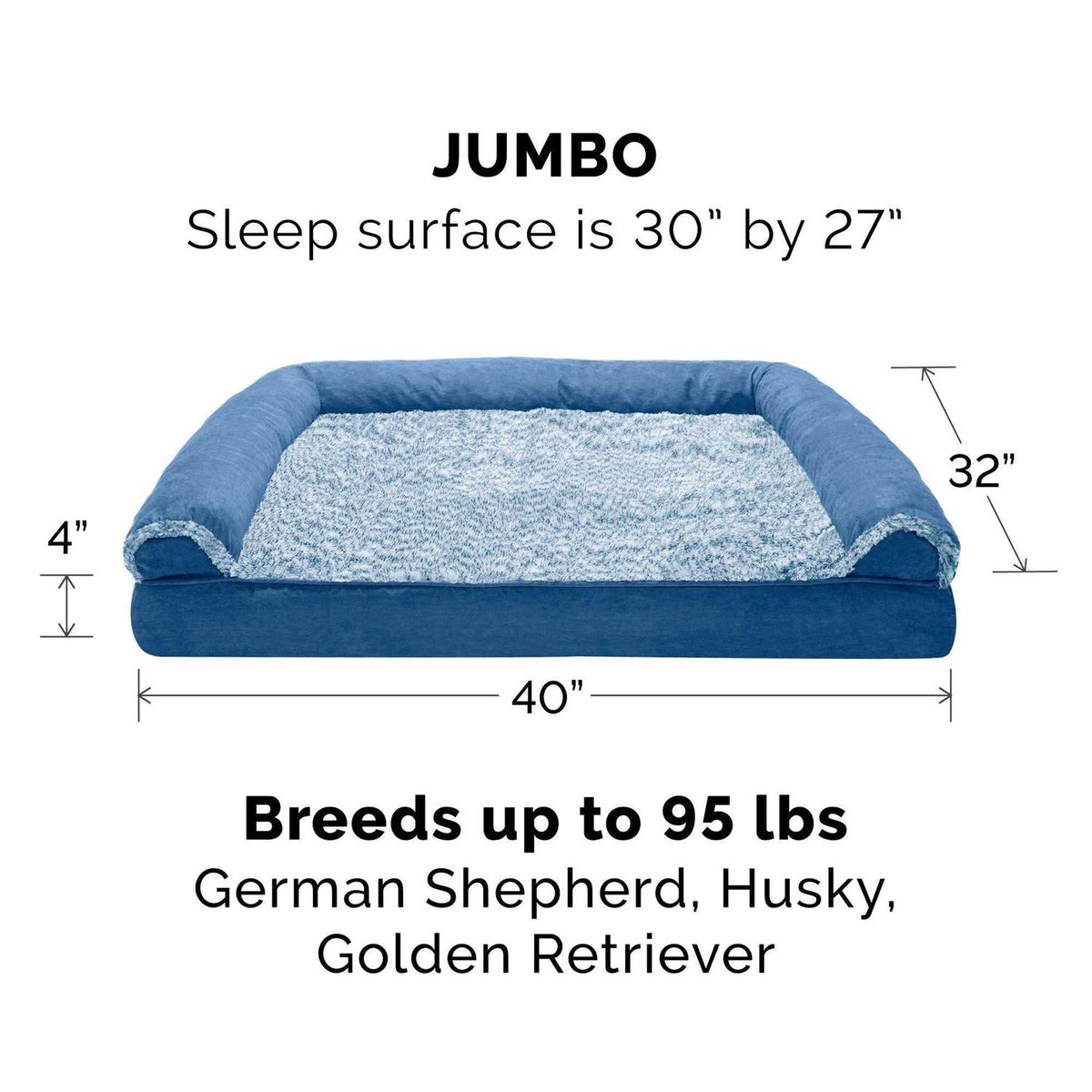 Two-Tone Faux Fur Suede Orthopedic Sofa Dog Bed X5109