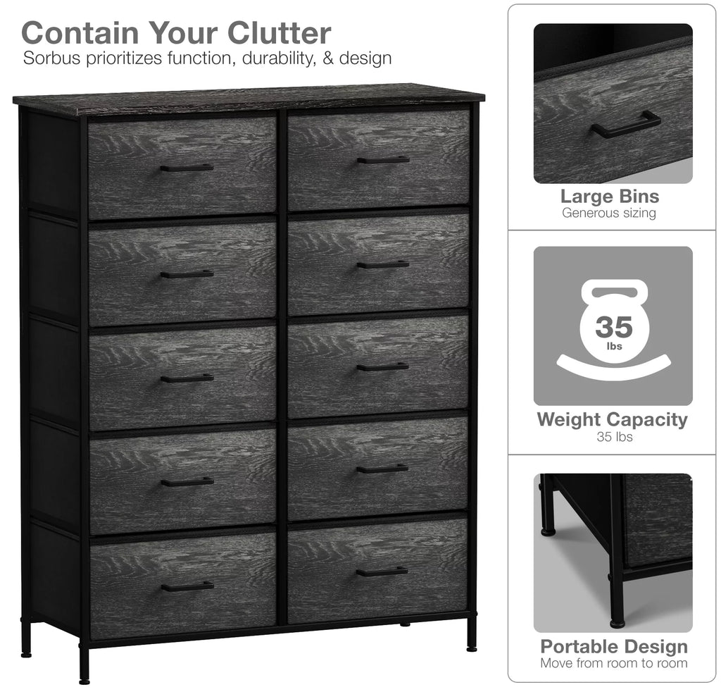 10 Drawer Faux Wood Storage Dresser F70201