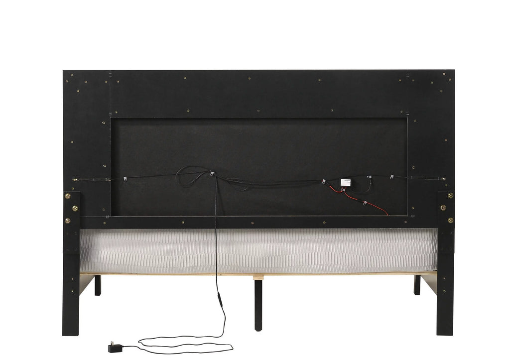 Queen Size Bed with LED Gray G973
