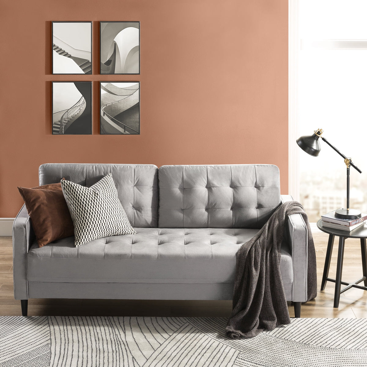 Navy Velvet Sofa Couch Y9016