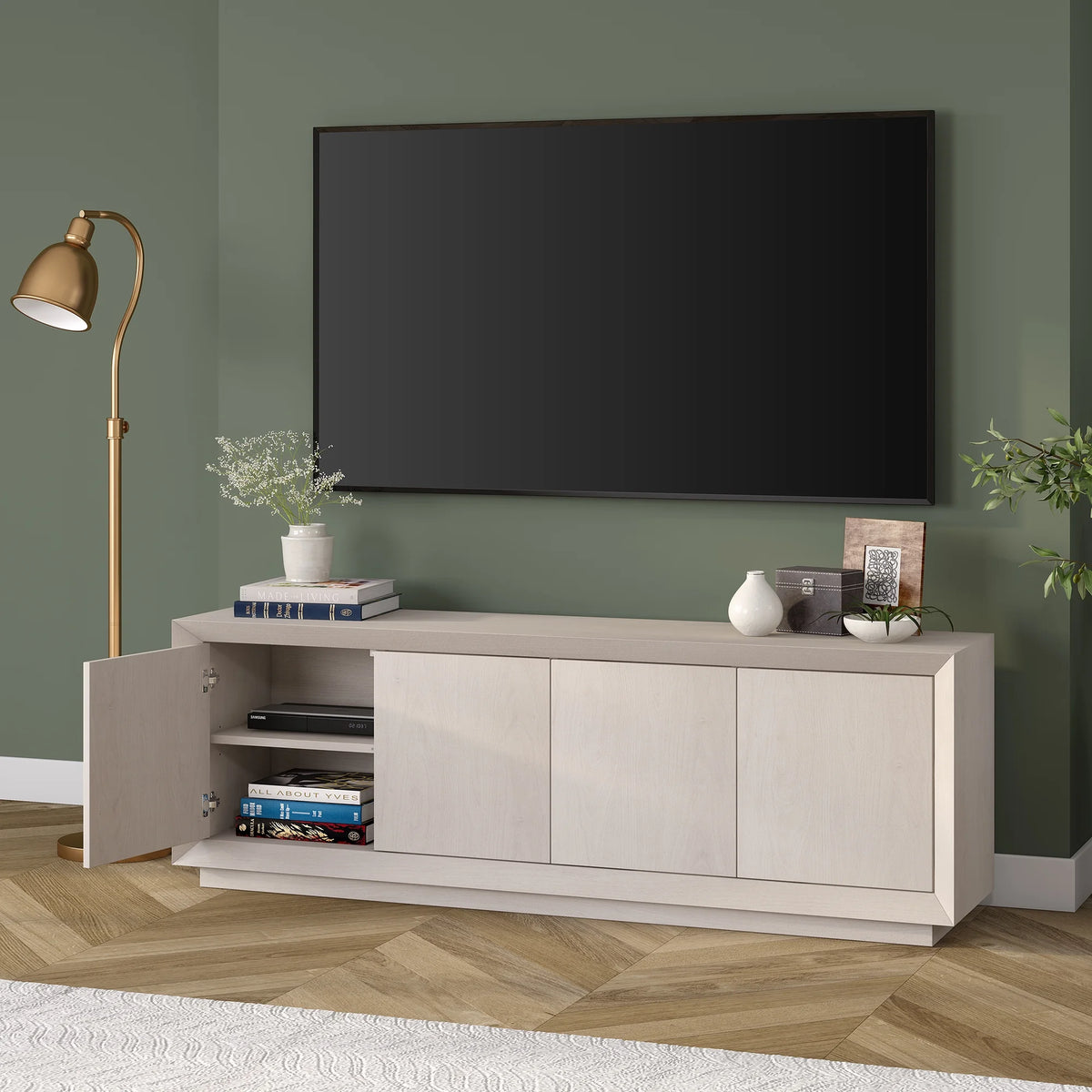 White Rectangular TV Stand G58904