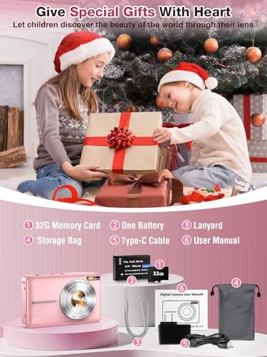 Pink 44MP 1080P Compact Digital Camera E483
