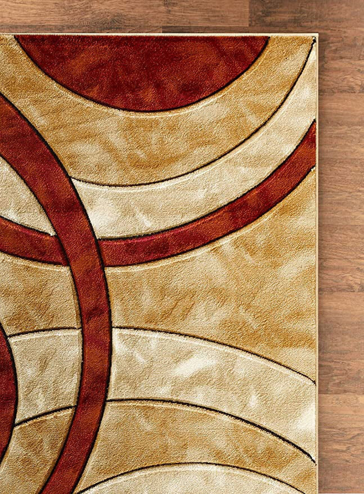 8x10 Dark Red Circles Area Rug I928