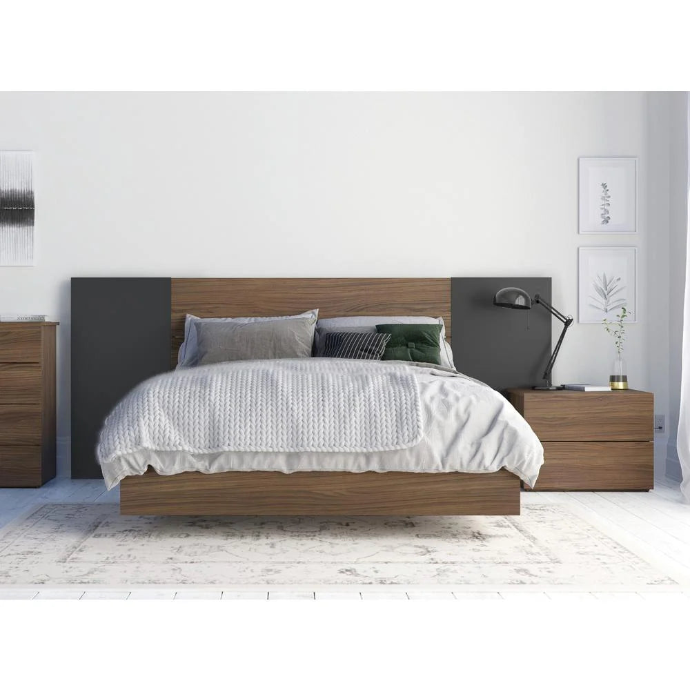 Walnut and Black 4 Piece Full Size Bedroom Set S1883