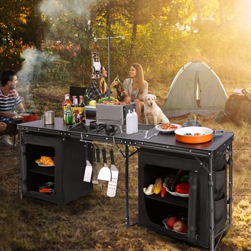 Lightweight Portable Camping Kitchen Table with Sink M624298