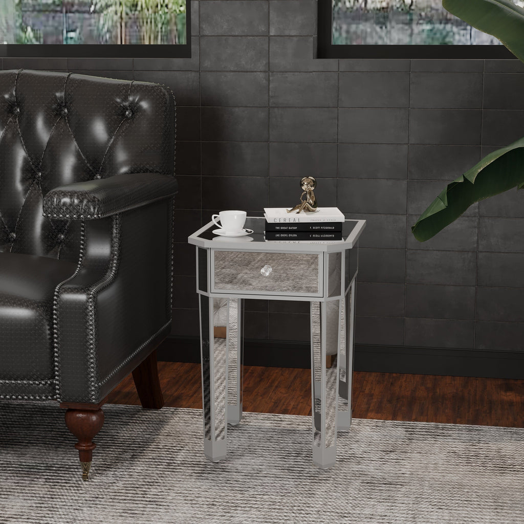 Mirrored Nightstand End Table with Drawer G260616