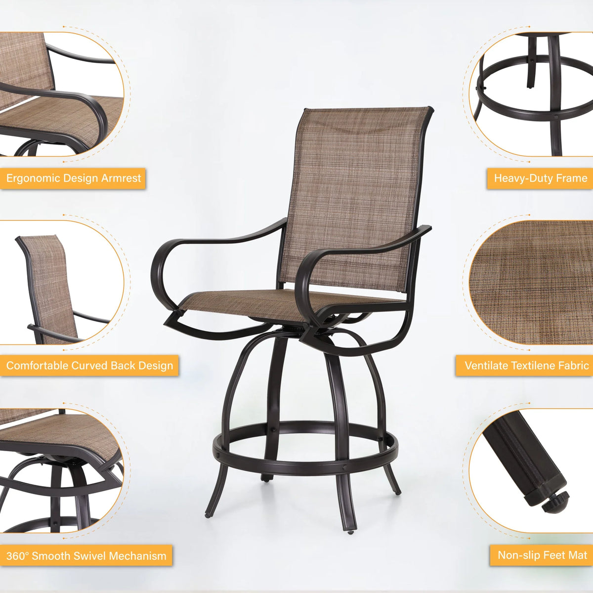 2 Piece Outdoor Swivel Bar Stools Q518005