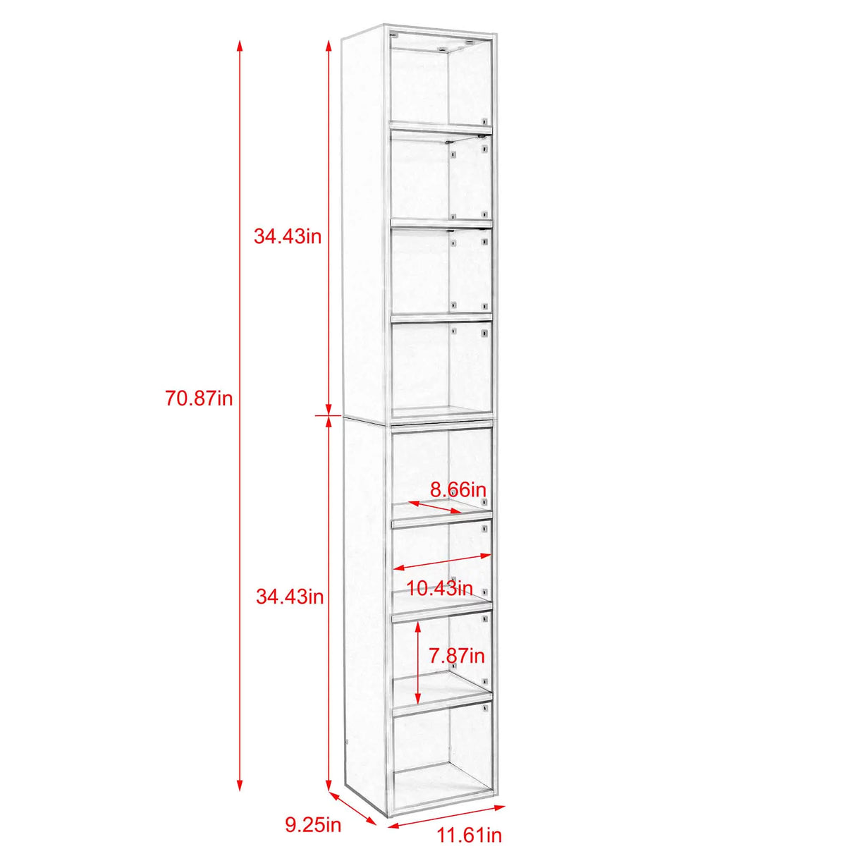 8-Tier Media Tower Rack with Adjustable Shelves Q2970