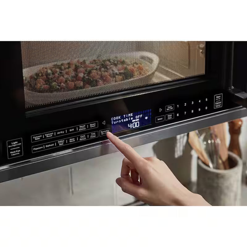1800-Watt Over the Range Microwave with Air Fry in Black Stainless Steel V4693